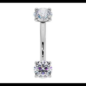 Dainty Diamond Prong-Set Curved Barbell